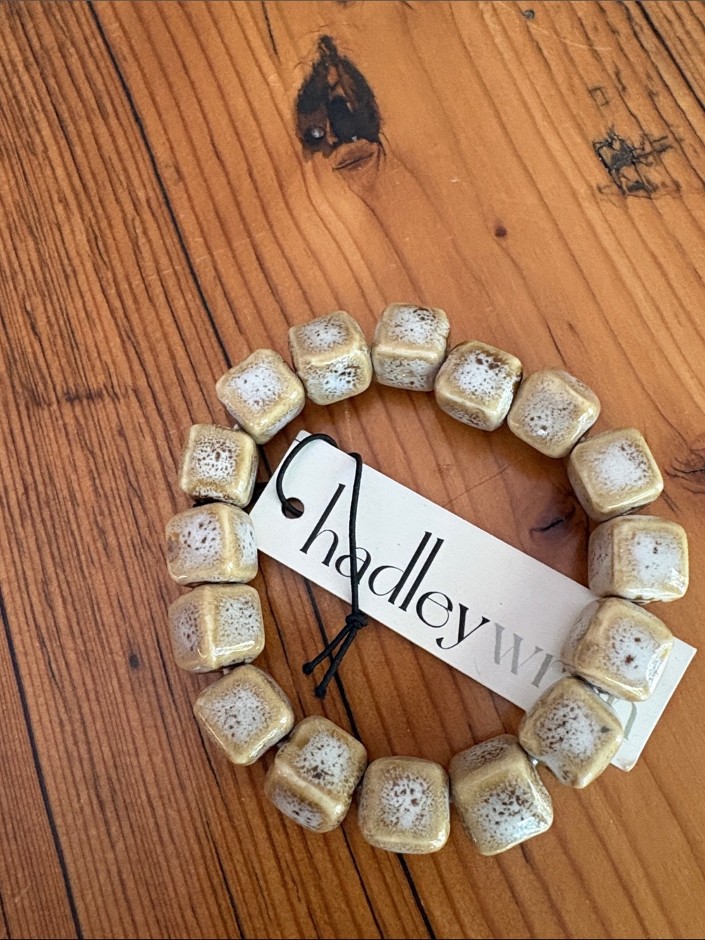 Gold-Tone Ceramic Bead Stretch Bracelet